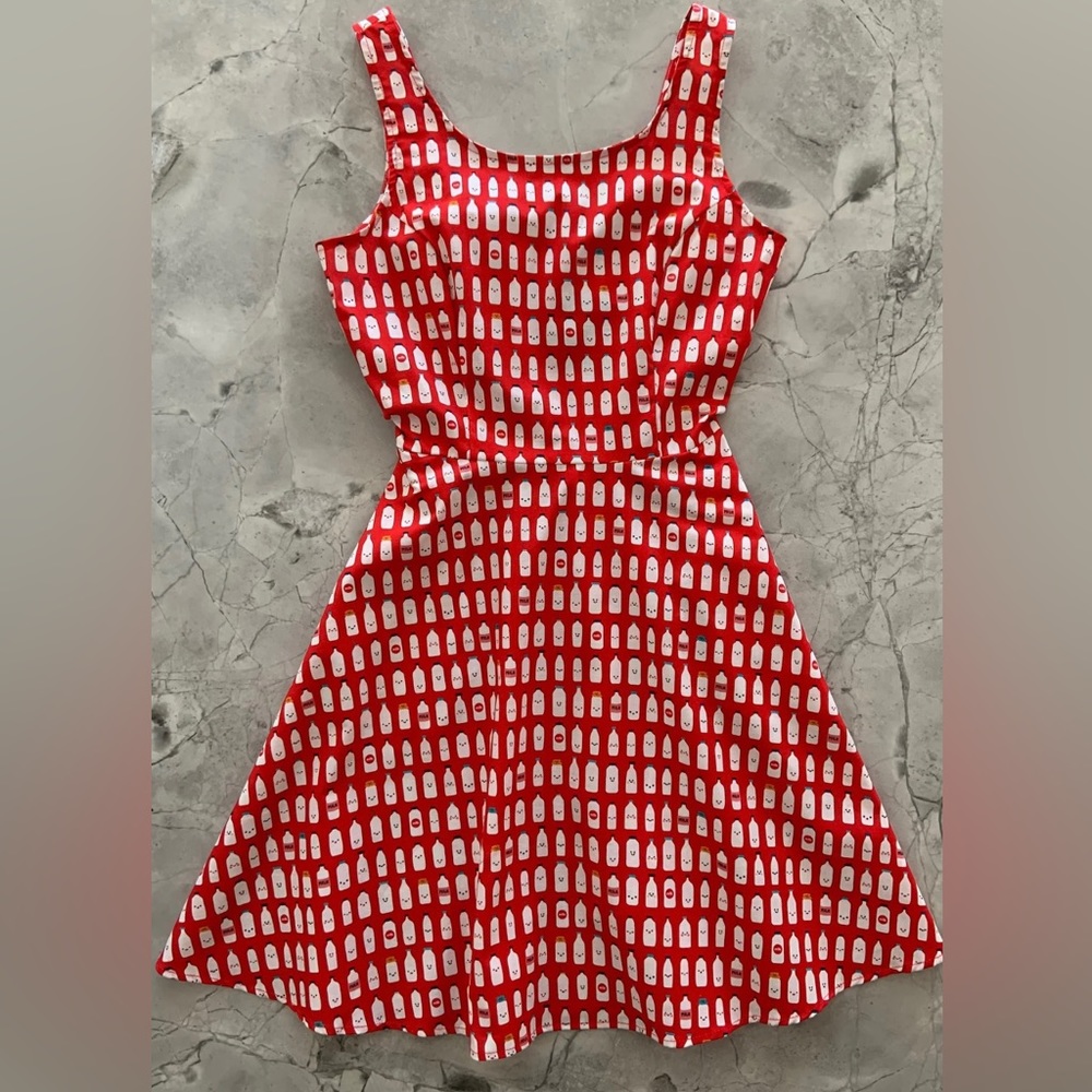 Retrolicious Got Milk? Red Skater Dress Size XL New With Tags